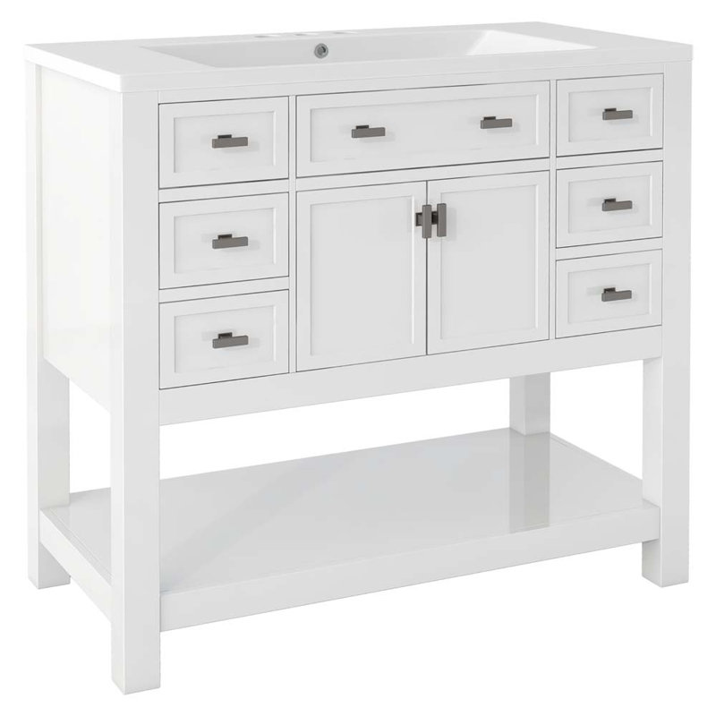 Meuble-lavabo simple 35,2 po avec lavabo, Blanc