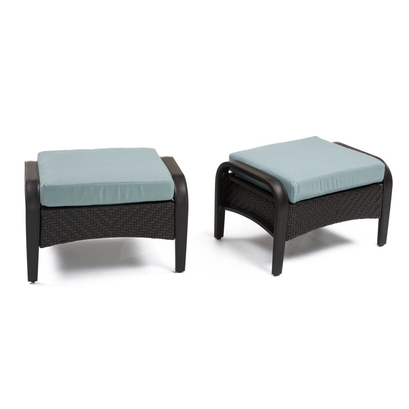 Barcelo Rattan Club Ottoman with Cushion, Bliss Blue