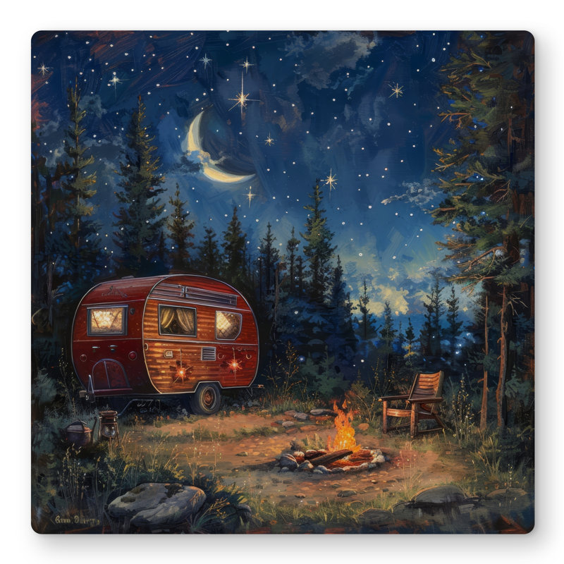 Campfire - Gray Metal Print for Stylish Home Decor