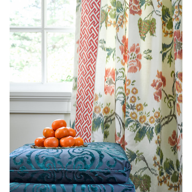 Chinois Chic Kew Gardens Warp Print Fabric, Blue/Ivory
