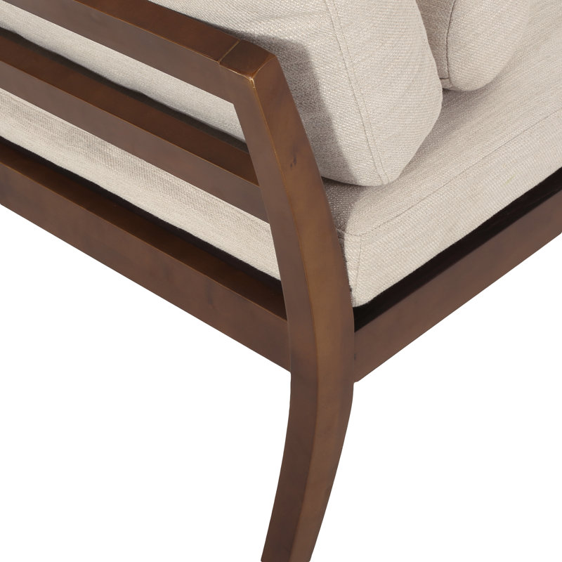 Chaise longue en tissu Sarom avec traversin, 100 % polyester beige