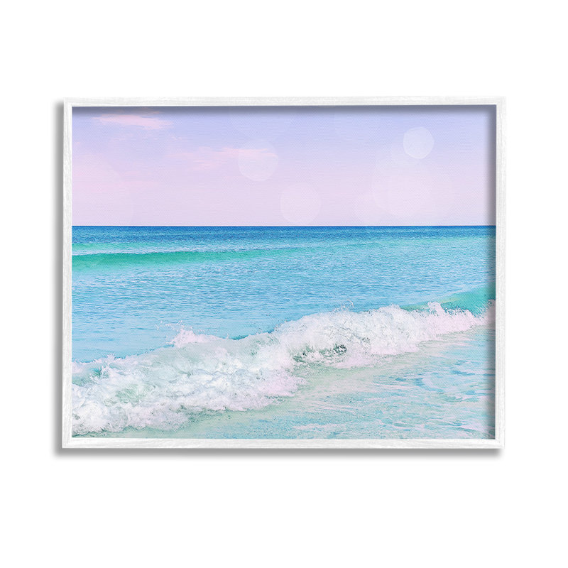 Plage avec ciel pastel, art mural sur toile par Christine Zalewski, H 11 po x l 14 po, Giclée encadrée blanc bord de mer