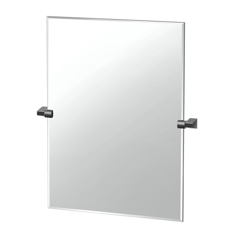 A-Line Wall Mounted Frameless Bathroom Vanity Mirror | Pivot Wall Mirror, Matte Black, 31.5" x 26.63"