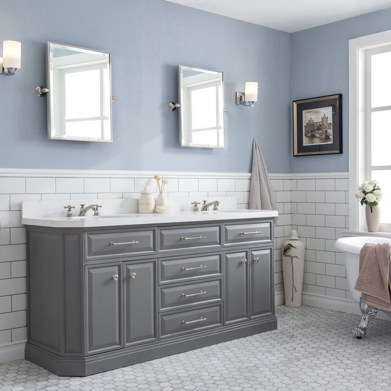 Palace 72'' W Double Vanity, Cashmere Gray, Polished Nickel