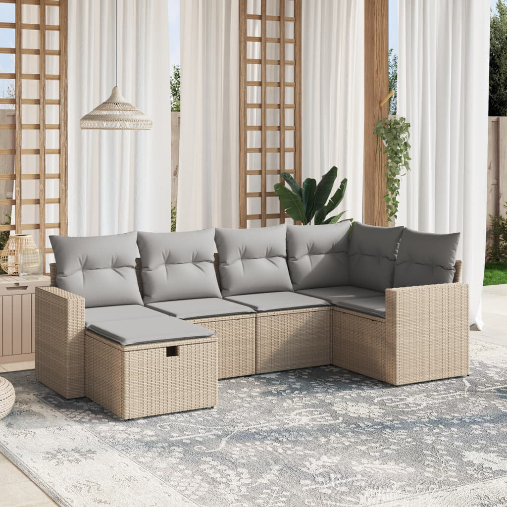 Vidaxl 6-Tlg. Garten-Sofagarnitur Mit Kissen Grau Poly Rattan