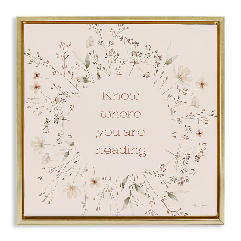 Cadre flottant «Know Where You Are Heading», conception par Susan Ball, H 18 po x l 18 po, Cadre flottant métallique doré