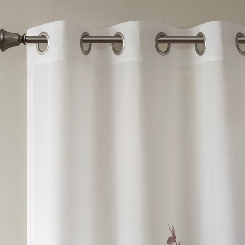 Burnout Printed Curtain Panel, White/Purple