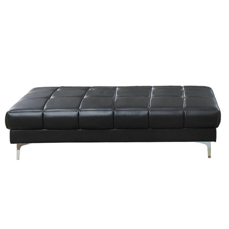 Faux Leather Upholstered Bench, Blue, 18"H x 66"W x 33"D 