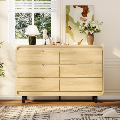 6-Drawer Dresser for Bedroom, Large Wood Storage Chest, Modern Handleless Cabinet for Living Room by Ebern Designs