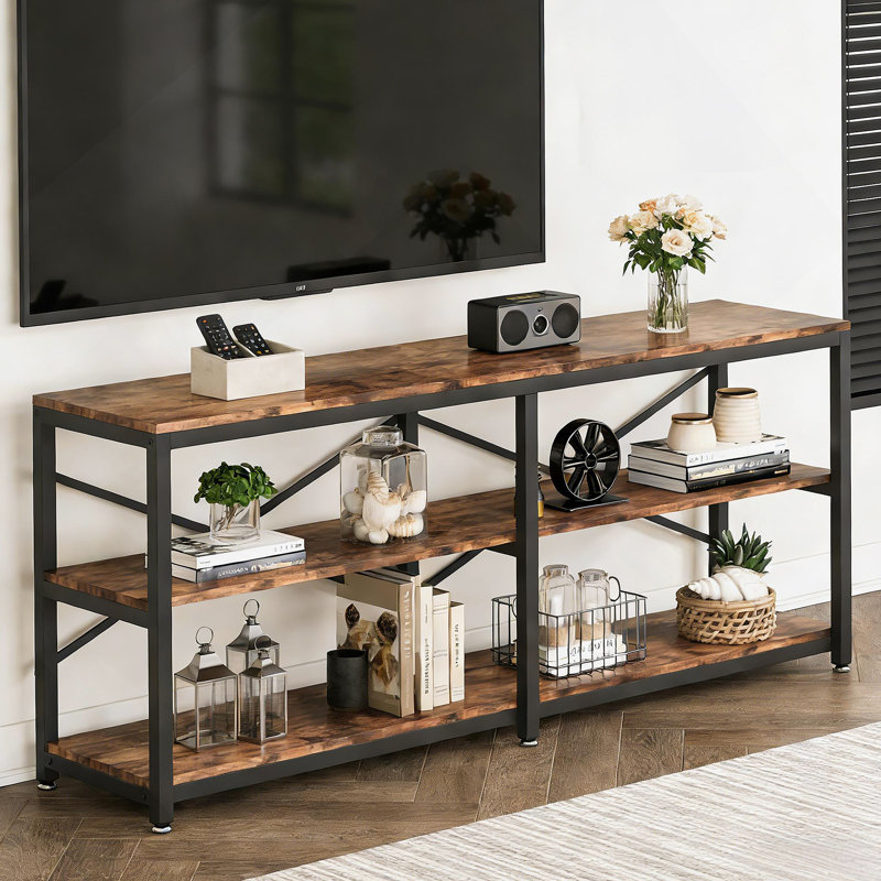 Canapé rustique de style campagnard, table de vestibule à 3 niveaux, console, meuble télé, bibliothèque