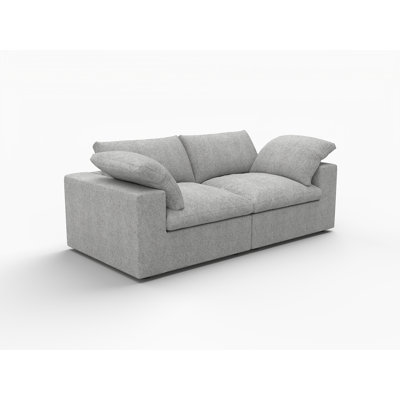  Causeuse modulaire en mélange de lin 80 po gris clair et noir