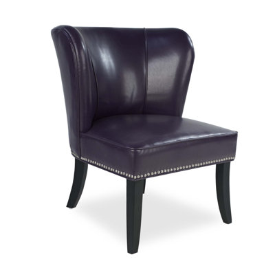 PU Leather Accent Chair with Rivet Trim, Comfortable and Stylish Living Room Lounge Sofa for Home Reception