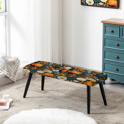 Mod Botanicals - Banc rembourré noir Mid-Century