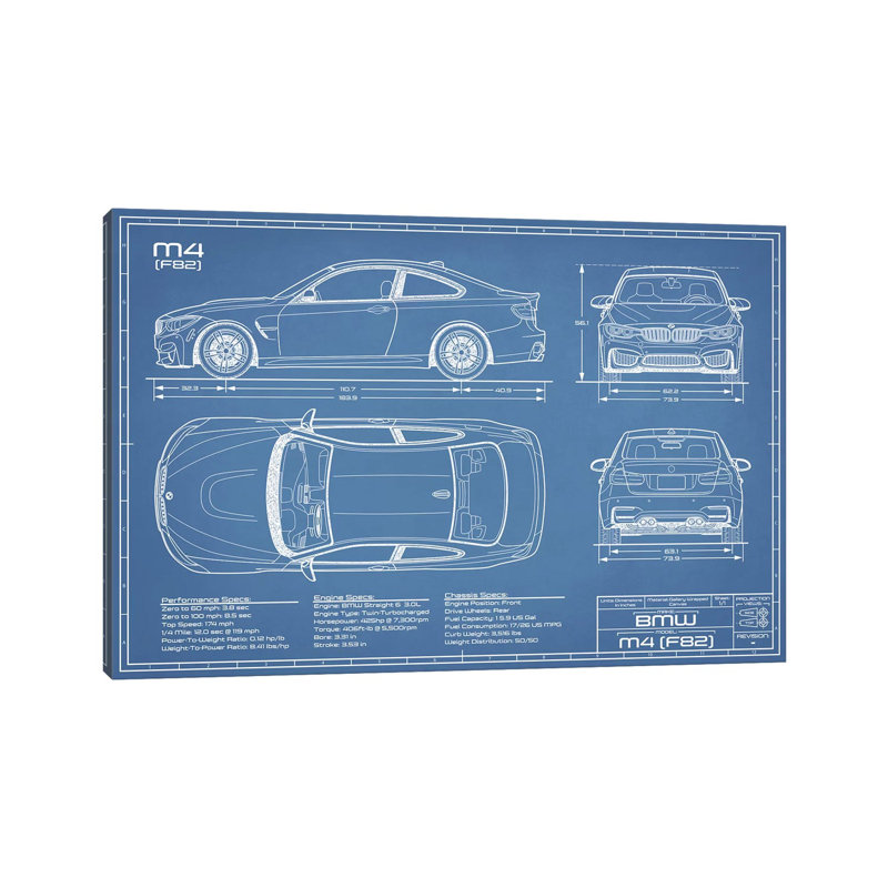 "M4 (F82)" par Action Blueprints - impression sur toile tendue, H 26 po x l 40 po x 1,5 po