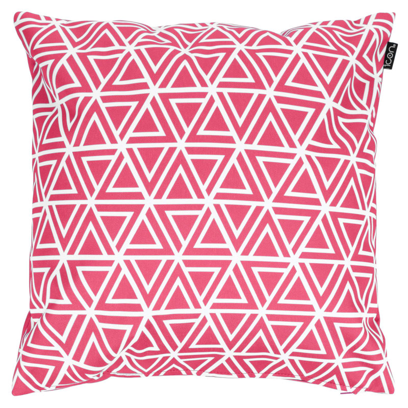 Indoor / Outdoor Square Cushion, White/Pink Geometric