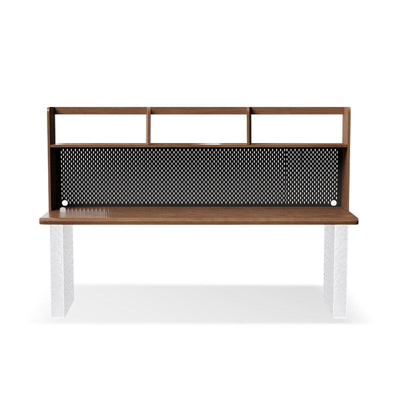 Bureau noisette + bois massif rectangulaire noir + fer + bureau en acrylique, H 61,02 po x l 78,74 po x P 23,62 po