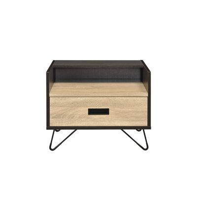 Melkree Oak & Black Finish Accent Table With Display & Utility Function