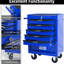 Armoire 6 coffres à outils, acier noir et bleu de 20 po, glissières de tiroir à roulement, 4 roues, verrouillable, chariot d'atelier à poignée à tirer, matériau en acier, + bleu, tiroirs, conception verrouillable-352220133