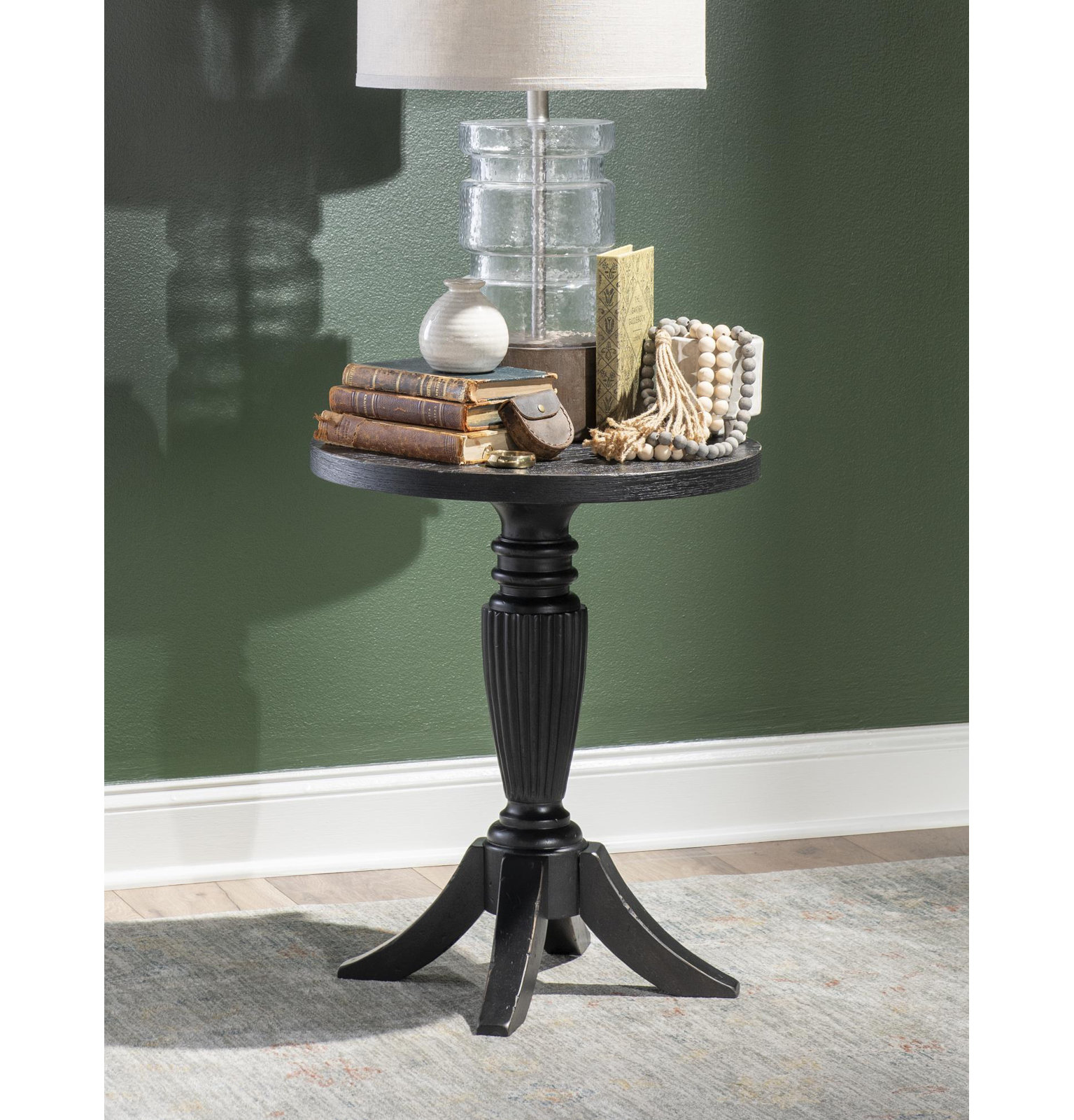 Country Living Round End Table, Black