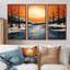 «Bright Bright Shining Sun Over Winter Forest River», ensemble d'art mural paysage abstrait-366963985-366963991