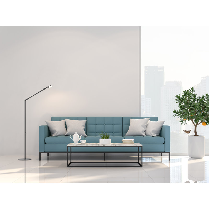 Splitty 45.3'' LED Swing Arm Floor Lamp with USB, Matte Black