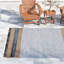 Tapis en cuir / jute / coton tissé à la main Vintage en beige / gris / bleu-506251400