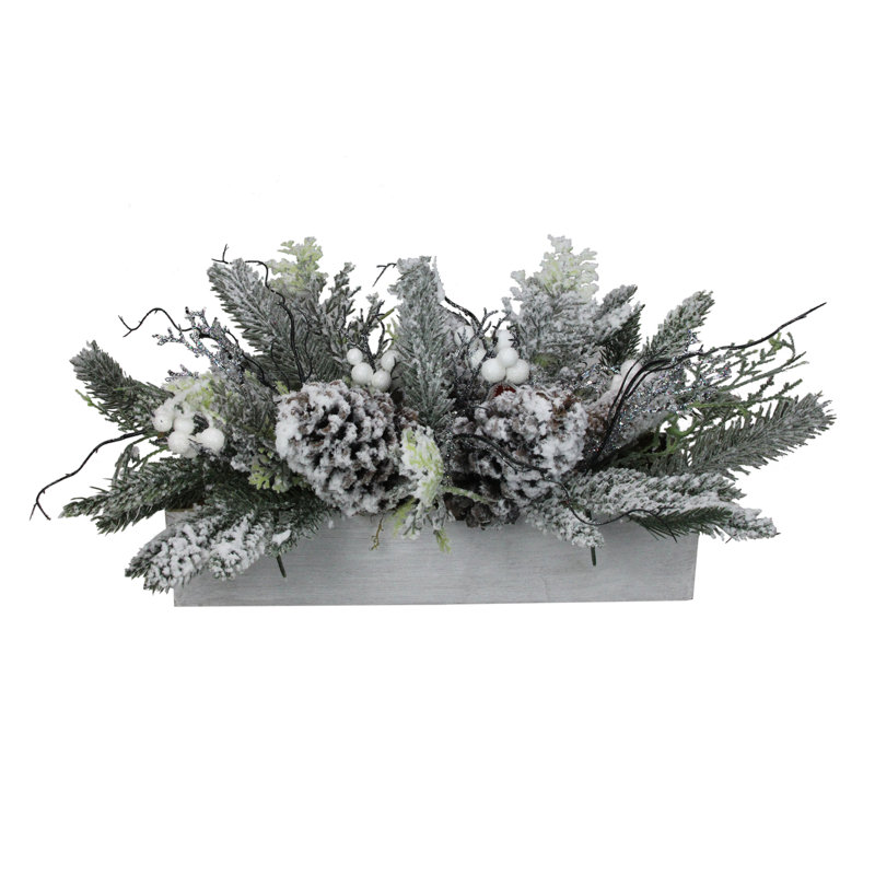 Décoration de table de Noël 19,5 po feuillage d'hiver givré