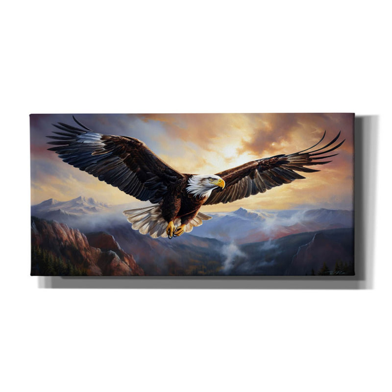 Art mural sur toile Millwood Pines «Eagle Flying 1» par Momart, H 12 po x l 24 po x P 0,75 po