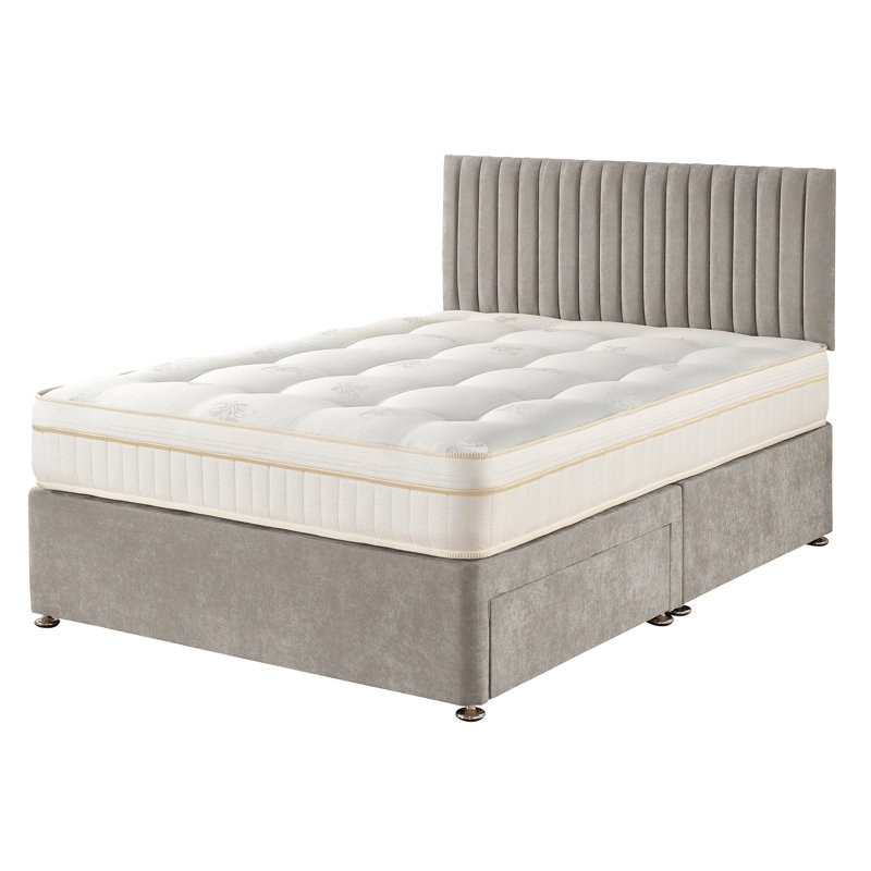 Nakisha Pocket Memory Divan Bed Set, 2 Drawers, Double (4'6), Silver