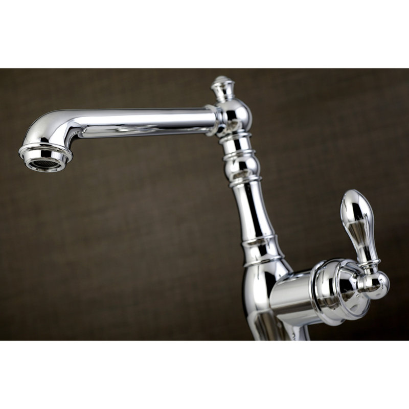 Kingston Brass American Classic Single-Handle 1-or-3 Hole Deck Mount Bathroom Faucet with Push Pop-Up, Polished Chrome