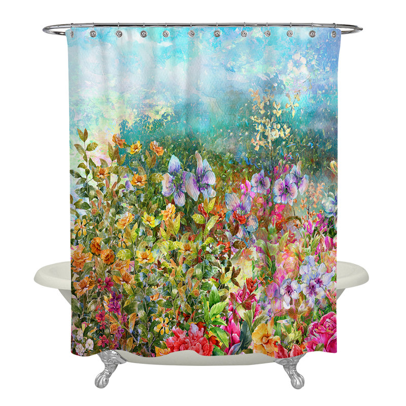 Dockside Floral Shower Curtain, 83" H x 70" W