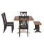 Ensemble de salle à manger Sloan 78 po en bois massif fini chêne avec chaises à dossier en X - 7 pièces, table à piètement blanc antique, chaises à piètement noir antique et banc-422358321-422358286-422358280
