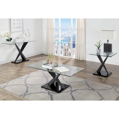 Brenk 3 - Piece Glass Top Living Room Table Set