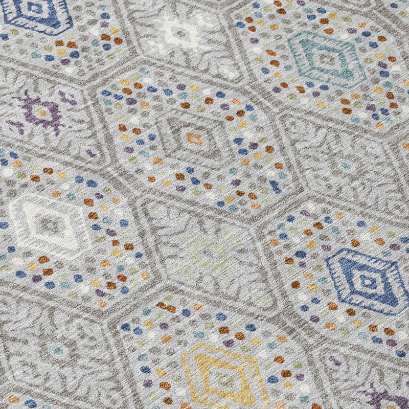 Machine Washable Indoor/Outdoor Chantille ACN2471 Global Rug, 2'3" x 7'6" Runner, Silver