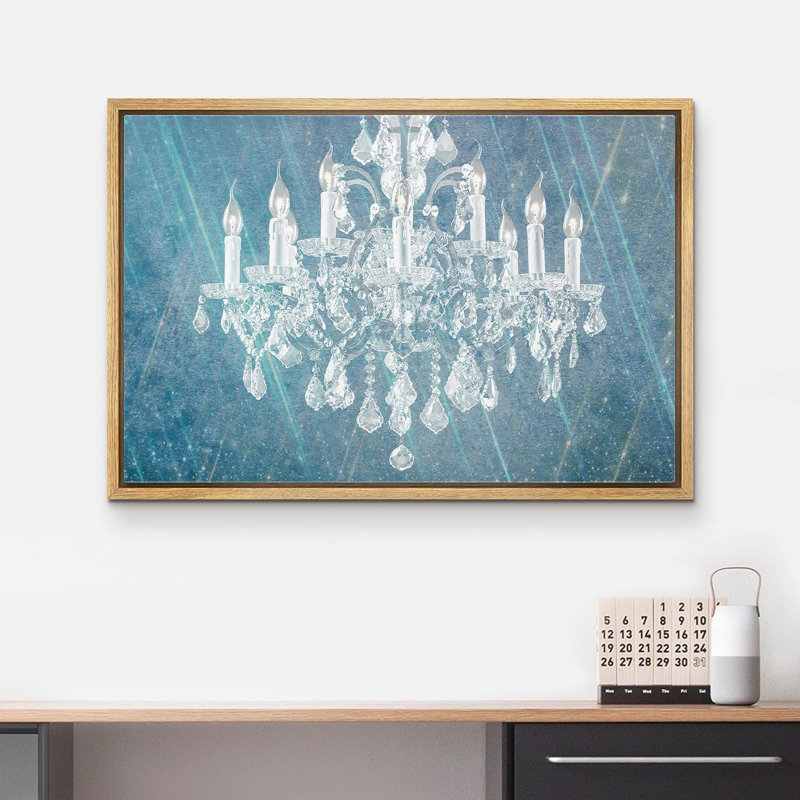 «Blue Pastel Paint», lustre en cristal blanc, lumières de style, contemporain, relax, calme, art mural sur toile