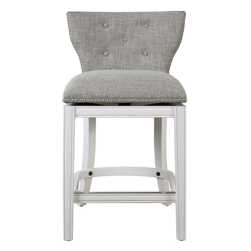Elegant Upholstered Swivel Bar Stool with Back