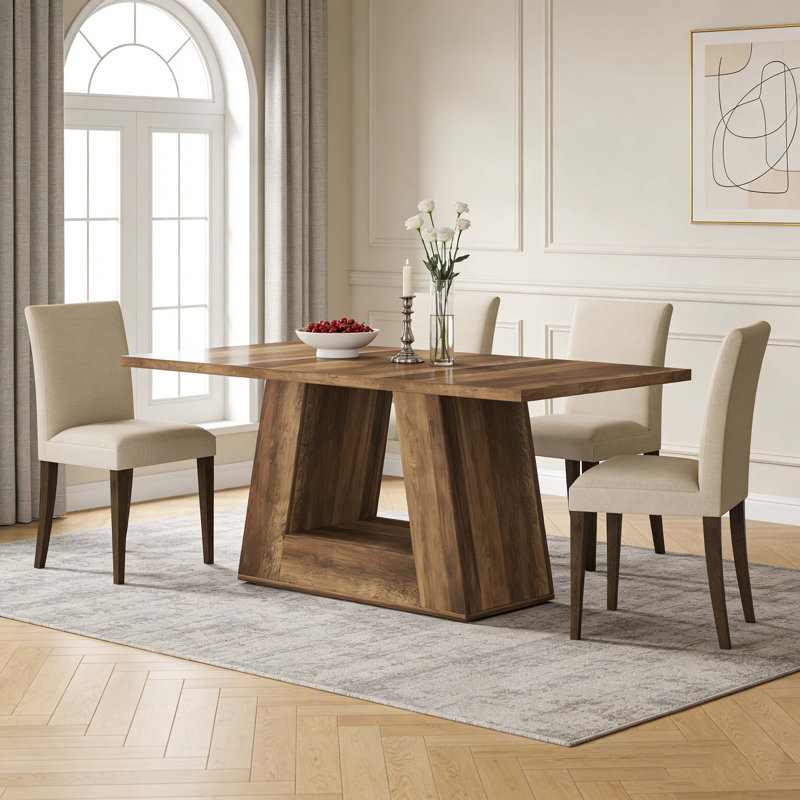 Faux Marble Kitchen Dining Table for 4 to 6 People, Brown