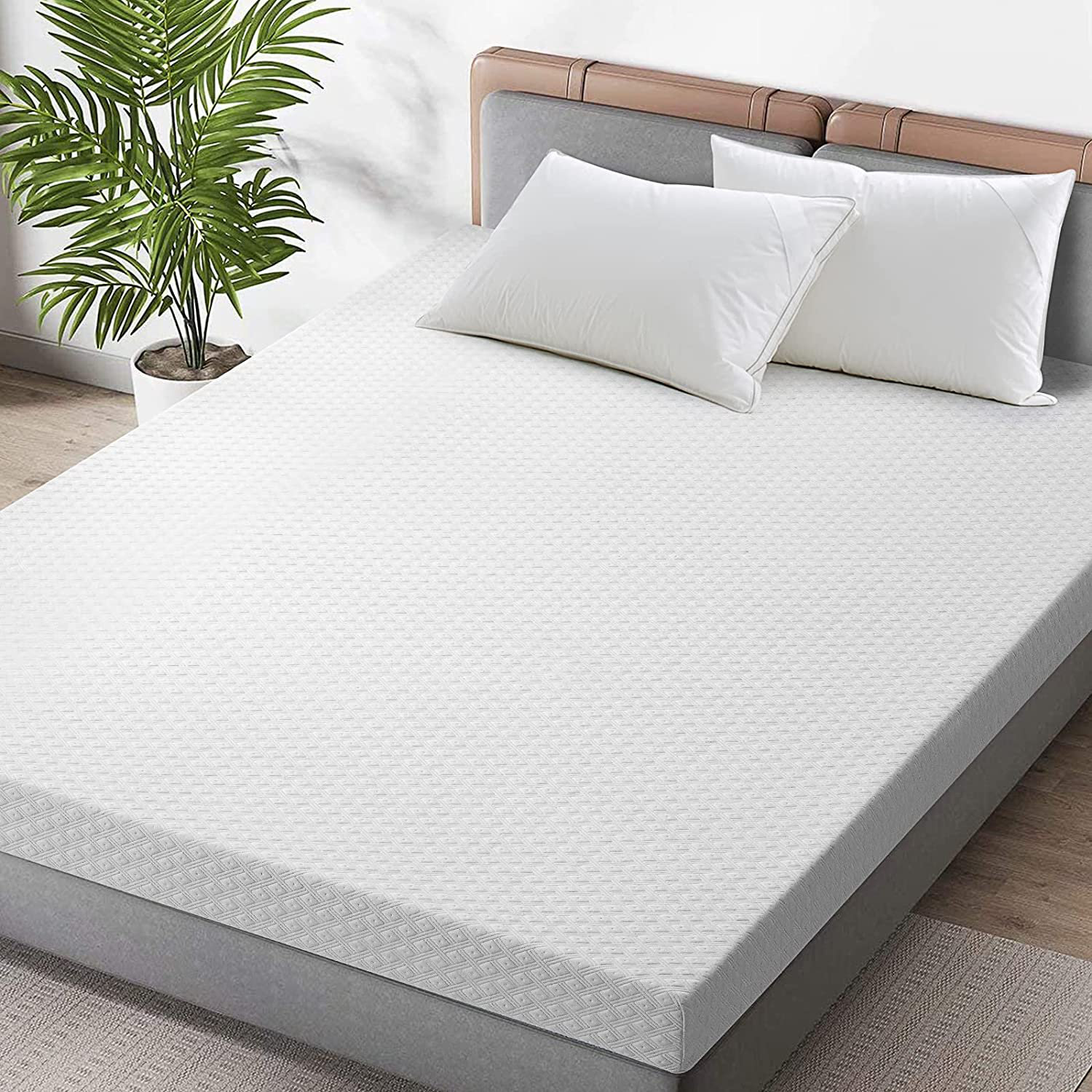 8 inch Mattress, Dual Layer Memory Foam Mattress Topper with Adjustable  Elastic Straps 