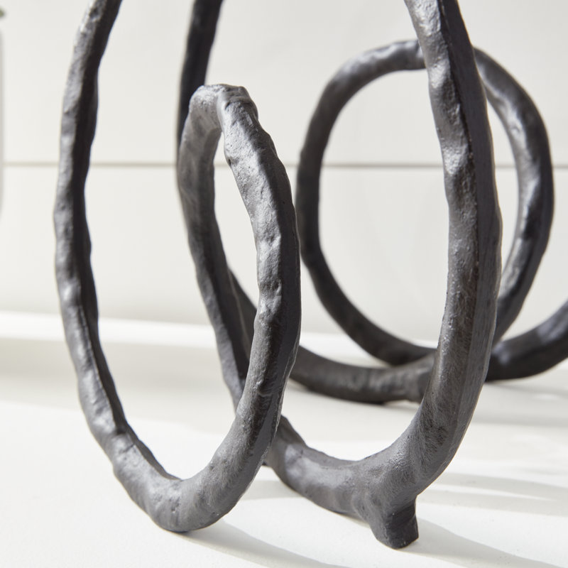 Ensemble de sculpture 2 pièces Aviel, H 13 po x l 13 po x P 3,25 po, Noir