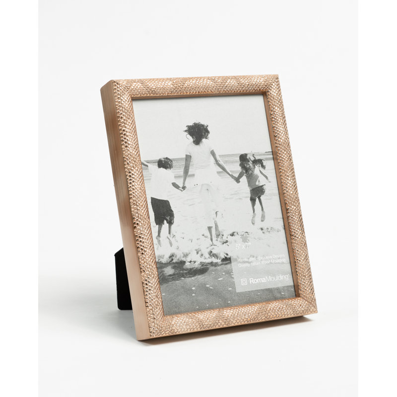 Cadre pour photo simple en bois embossé, Champagne, 4 po x 6 po