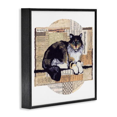 «Cat with Vintage Collage», estampe numérique encadrée par Nancy Overton