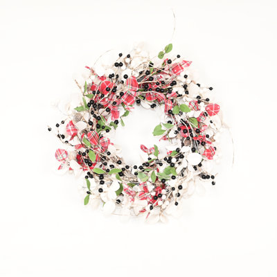 Couronne de 20 po en tissu à carreaux de ferme artificielle décorations de Noël le jour des Fêtes