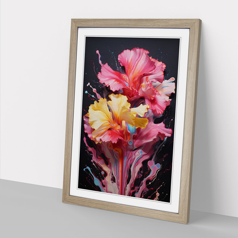 Carnation Flower Action No.3 - Framed Print, 64cm H x 46cm W x 2cm D, Oak 