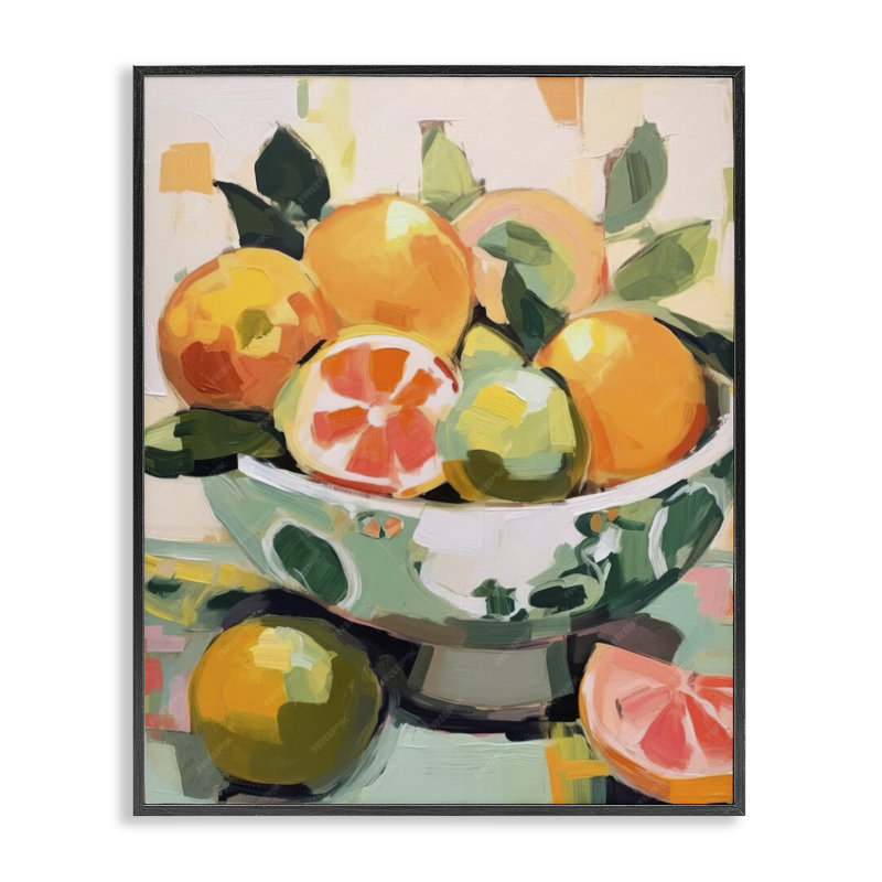 «Fruit Basket Abstraction», estampe numérique encadrée par LSR Design Studio, H 14 po x l 11 po, Giclée encadrée noir minuit
