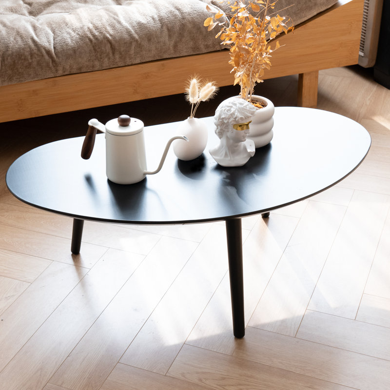 Jaymie Oval Coffee Table Mid Century Modern for Living Room, Center Table, Solid Wood Coffee Table. 33.85'' L x 18.9'' W x 12.4'' H