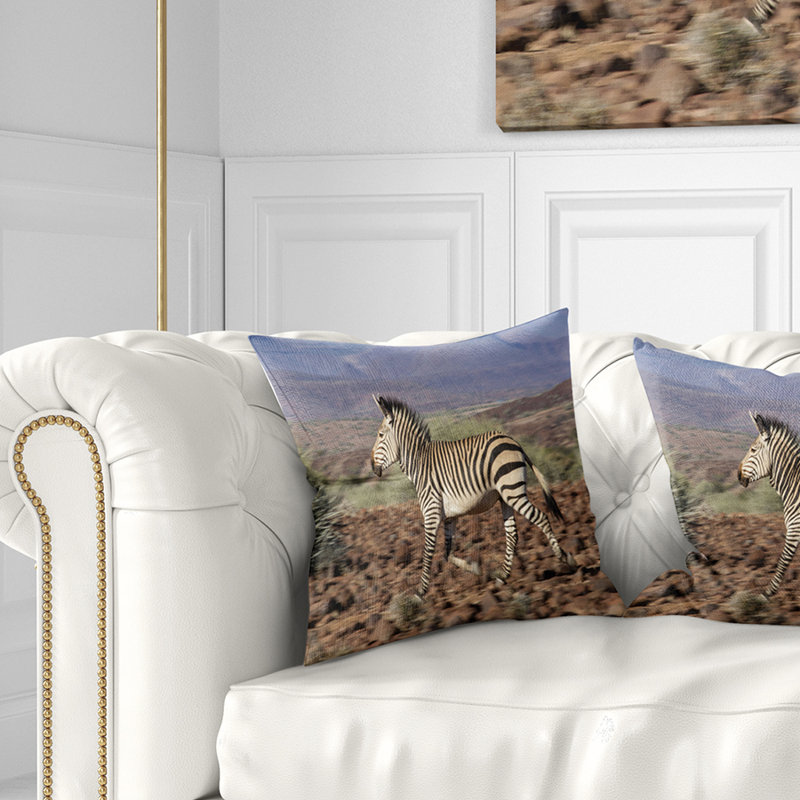 Coussin paysage zébré en damaraland, 16 po x 1 po, Coussin décoratif
