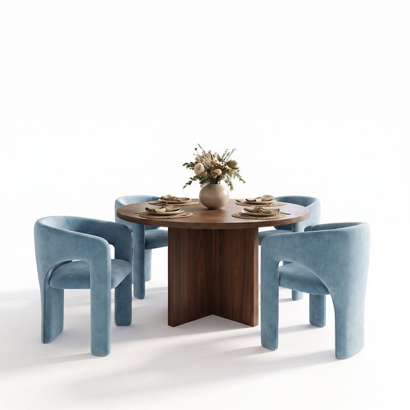 Ensemble de salle à manger 5 pièces, Bleu clair