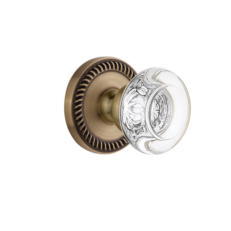Poignée de porte Grandeur Newport Rosette, 2 3/4 po, Laiton rétro
