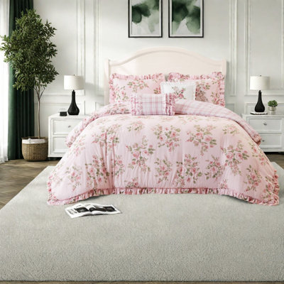 Plaid and Floral Comforter Set