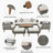 6-Pieces All Weather PE Wicker Sofa Set, Outdoor Rattan Sofa With Double Cushions, Wood Legs Wood Table Top, Beige And Gray
